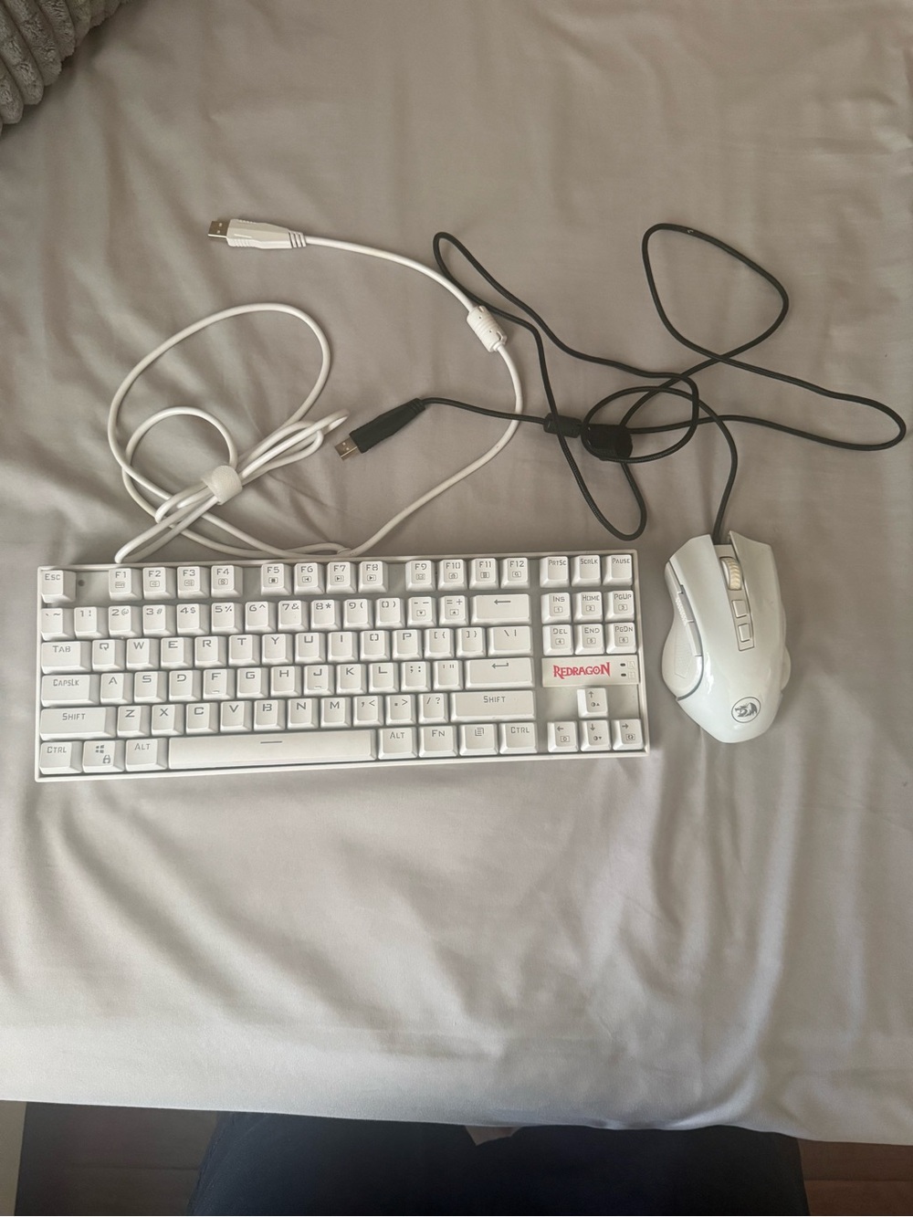 White Mechanical Keyboard and Mouse Combo